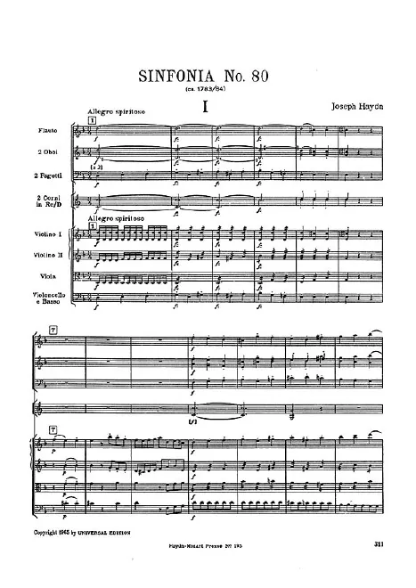 First page of Symphony No.80 in D minor
