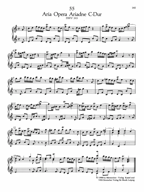 First page of Air in C major, HWV 593