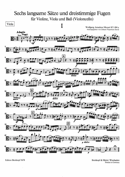 First page of Preludes and Fugues, K.404a