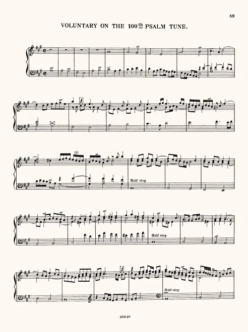 First page of Voluntary in A major on the 100th Psalm