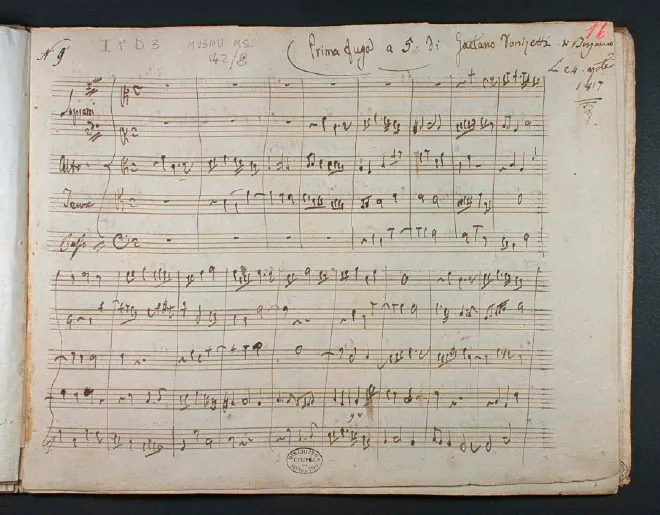 First page of Fugue for 5 Voices