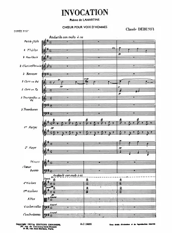 First page of Invocation: Choeur pour voix d'hommes et orchestre
