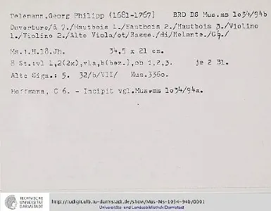 First page of Ouverture-Suite, TWV 55:C6