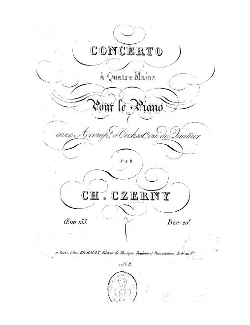First page of Concerto for Piano 4 Hands and Orchestra