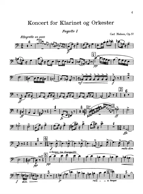 First page of Clarinet Concerto
