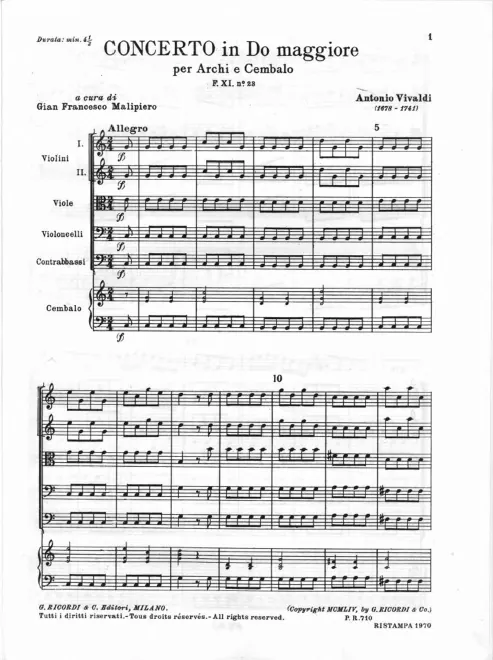 First page of Concerto for Strings in C major