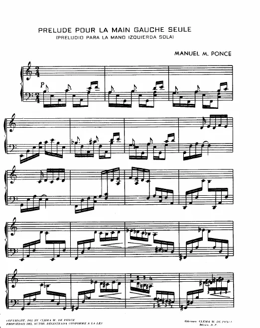 First page of Preludio e Fuga para la Mano Izquierda Sola