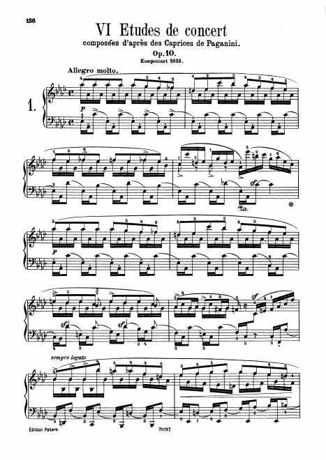 First page of 6 Concert Etudes after Paganini Caprices Op.10