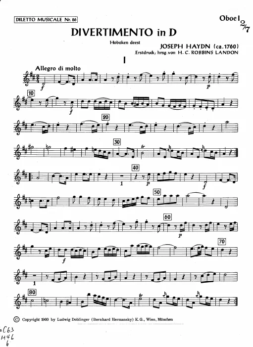 First page of Divertimento in D major