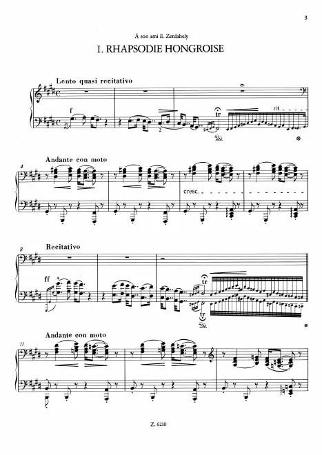 First page of Hungarian Rhapsody No.1