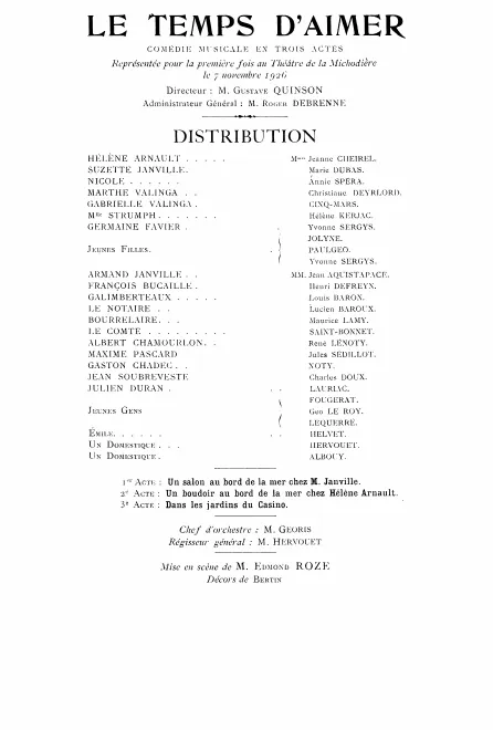 First page of Le temps d'aimer
