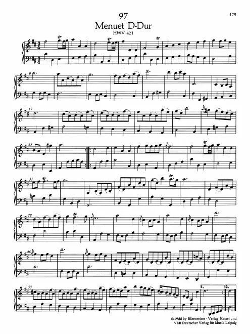 First page of Minuet in D major