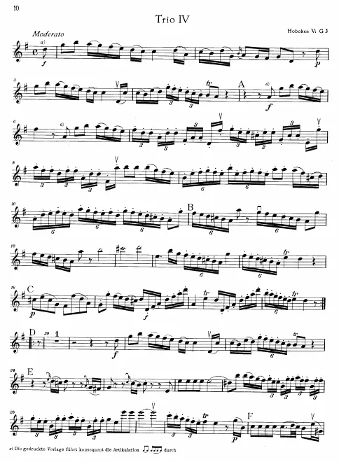 First page of String Trio in G major, Hob.V:G3