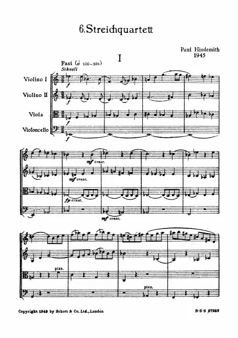First page of String Quartet No.7 in E-flat major