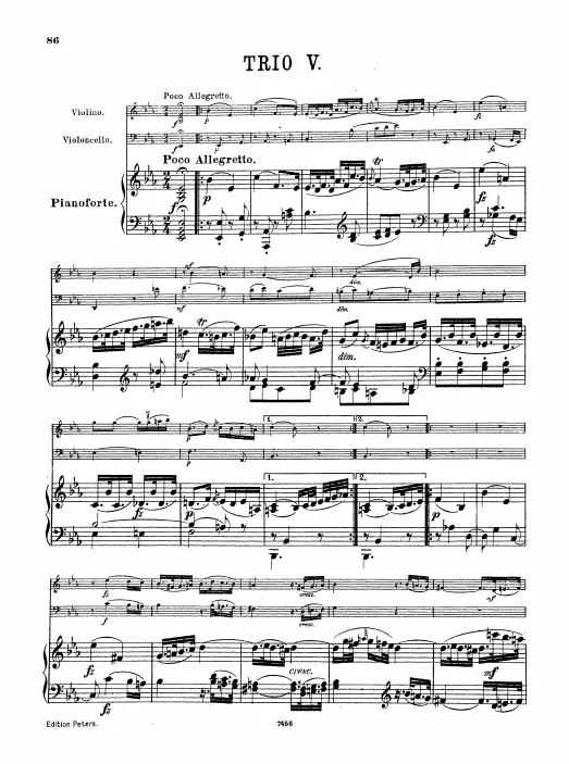 First page of Piano Trio in E-flat major