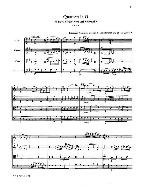 First page of Flute Quartet in G major