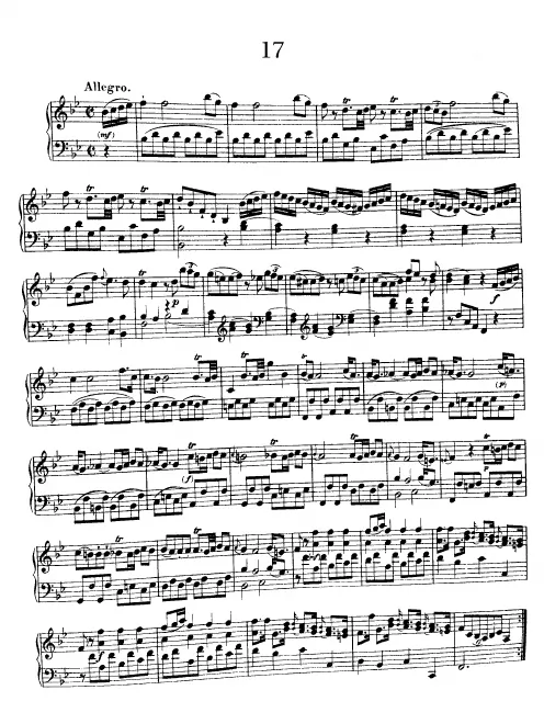 First page of Keyboard Sonata in B-flat major, Hob.XVI:17