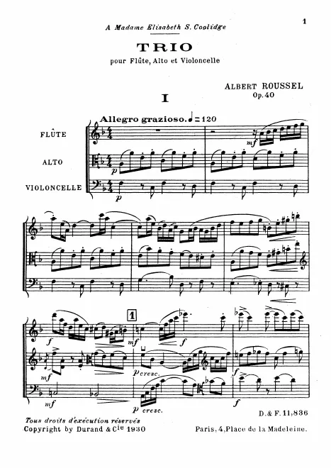 First page of Trio for Flute, Viola and Cello
