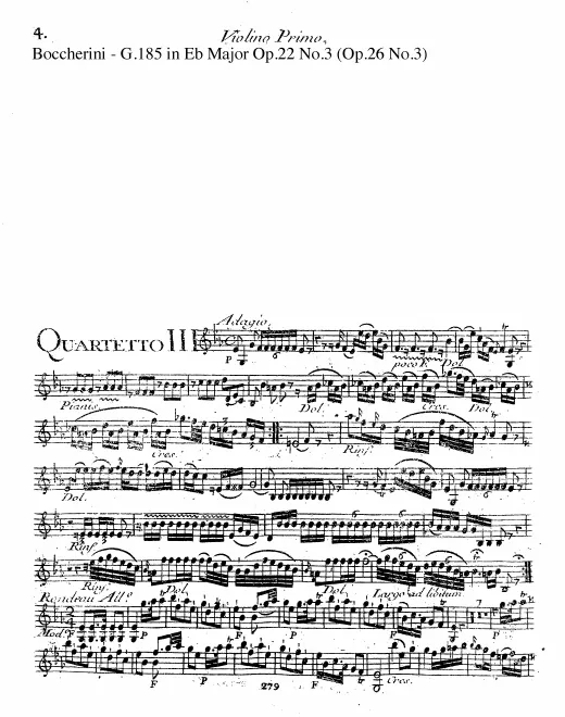 First page of String Quartet in E-flat major