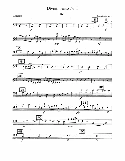 First page of Divertimento in G major