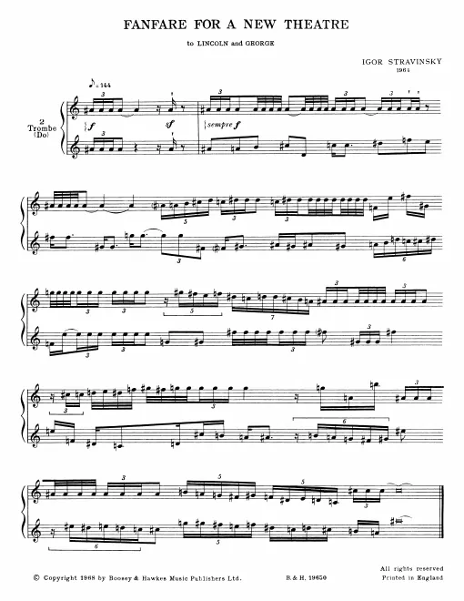 First page of Fanfare For A New Theater, K102