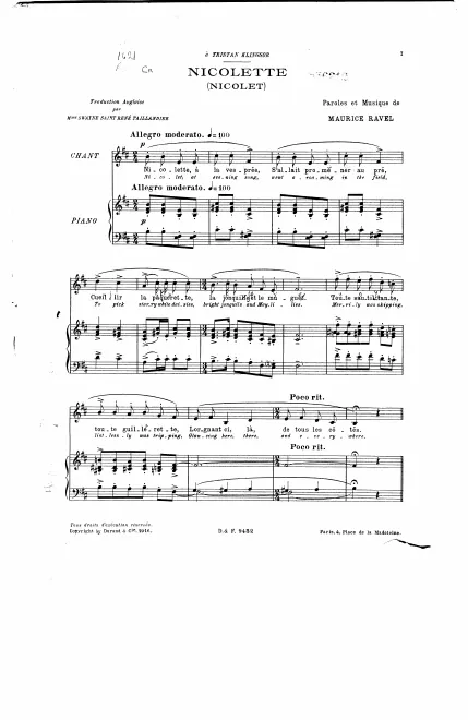 First page of Trois chansons