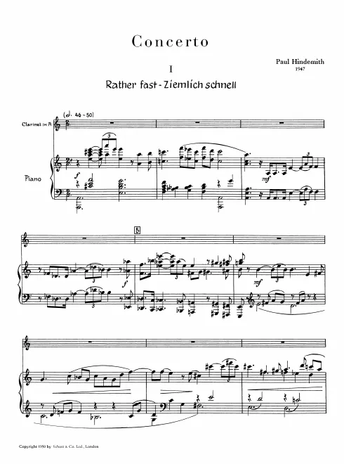 First page of Clarinet Concerto
