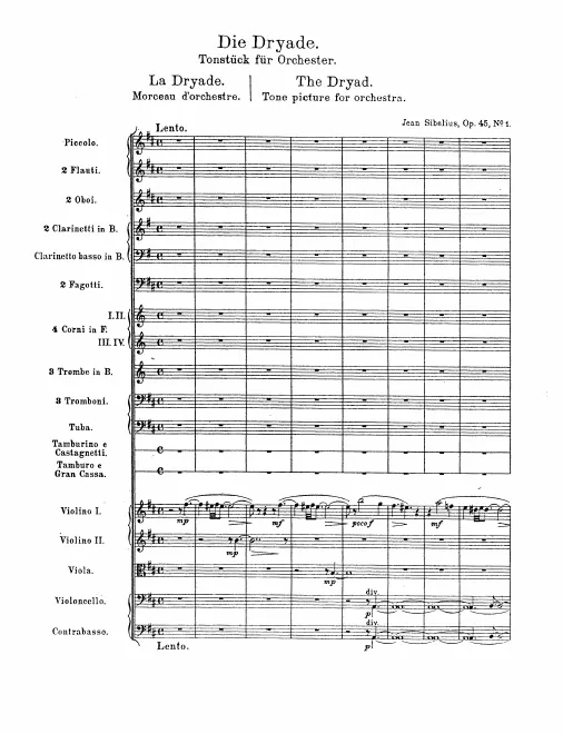 First page of Dryaden ; Die Dryade ; La Dryade ; The Dryad