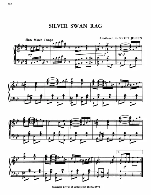 First page of Silver Swan Rag