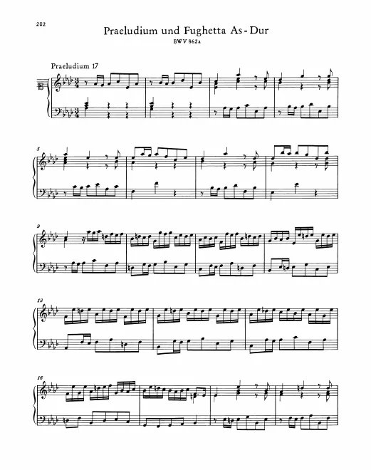 First page of Prelude and Fughetta in A-flat major
