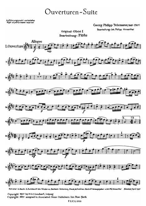 First page of Ouverture-Suite, TWV 55:D24