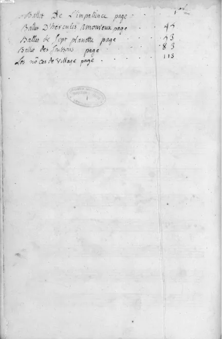 First page of Ballet de l'impatience