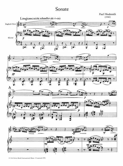 First page of English Horn Sonata