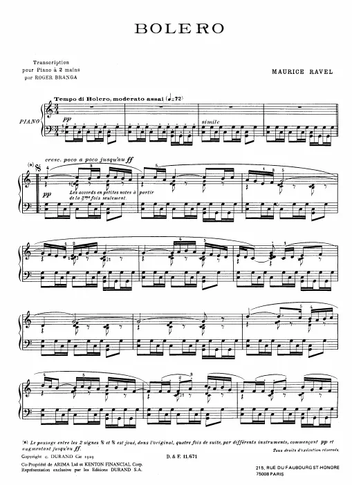 First page of Boléro