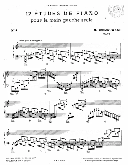 First page of 12 Etudes for the left Hand