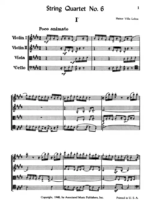 First page of String Quartet No.6