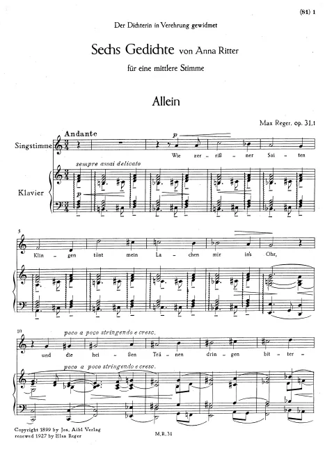 First page of 6 Gedichte von Anna Ritter