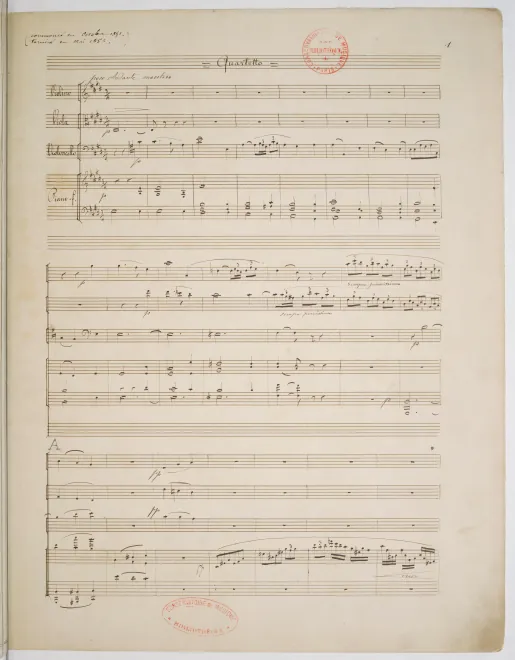 First page of Piano Quartet in E major