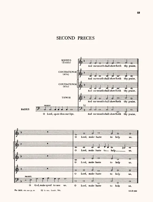 First page of First Preces and Psalms
