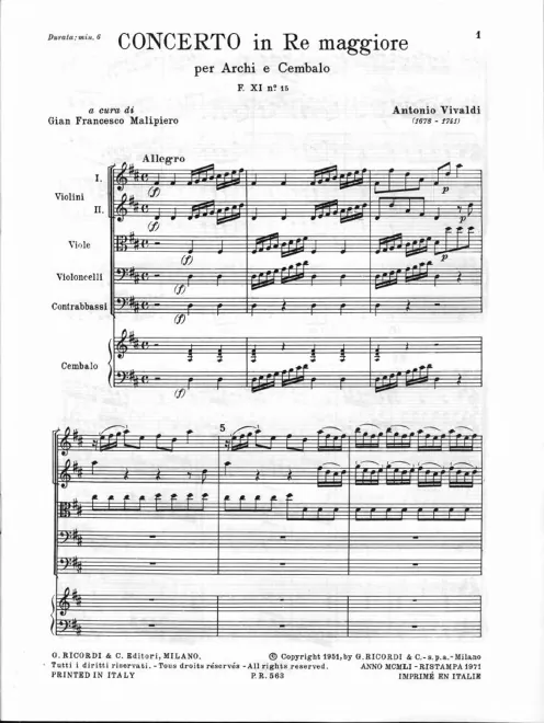 First page of Concerto for Strings in D major