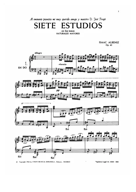First page of 7 Estudios en los tonos naturales mayores, Op.65