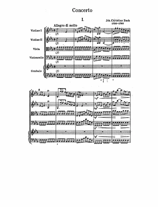 First page of Keyboard Concerto in E-flat major