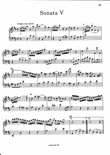 First page of Sonata in D major