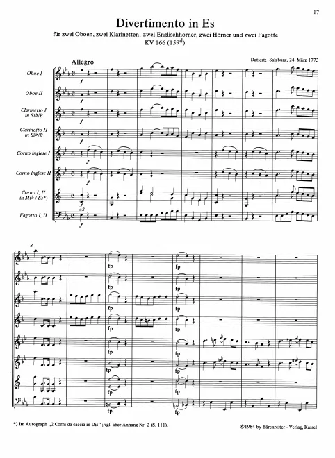 First page of Divertimento