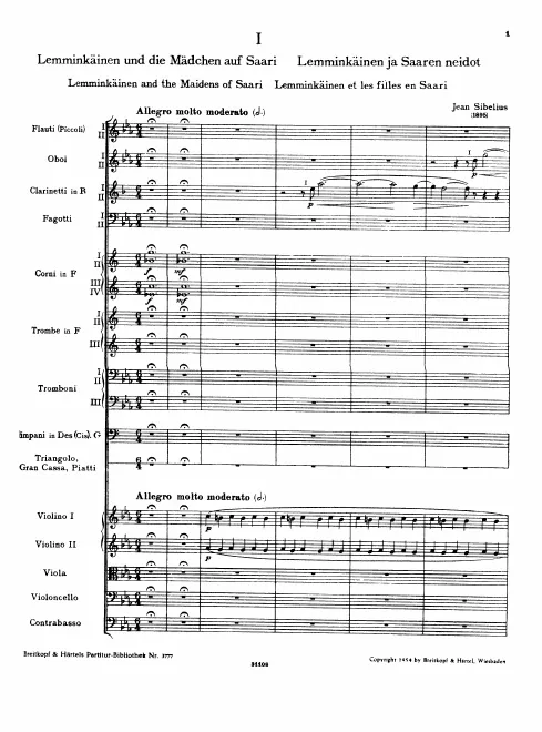 First page of Lemminkäinen and the Maidens of the Island