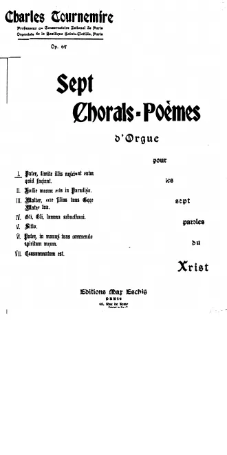 First page of Sept chorals-poèmes d'orgue pour les sept paroles du Xrist