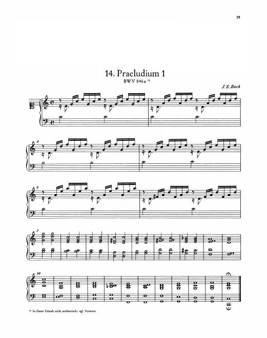 First page of Prelude and Fughetta in C major