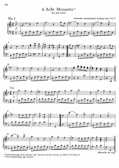 First page of 8 Minuets