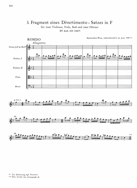 First page of Divertimento in F major