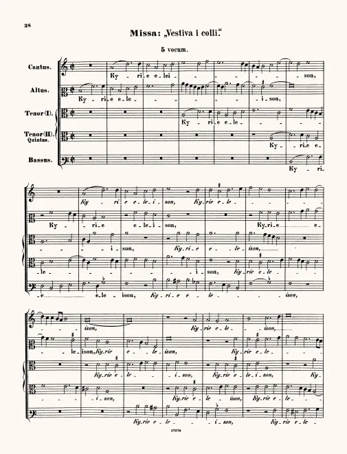 First page of Missa Vestiva i colli